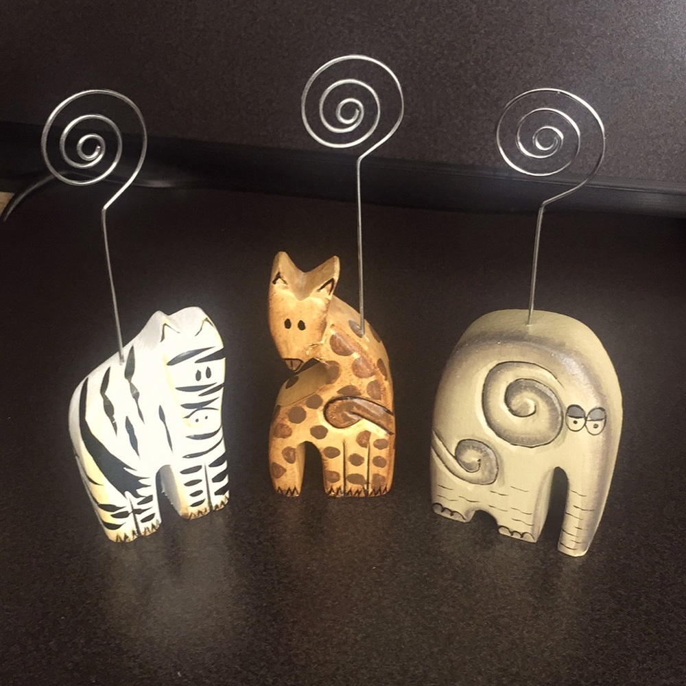 Wood animal placecard name card holders🦓 🦒 🐘